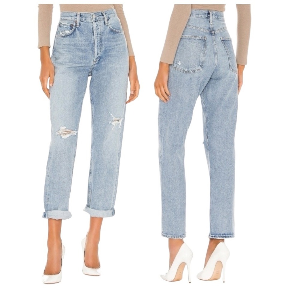 AGOLDE 90's Mid Rise Loose Fit Jeans in Captured Blue Denim A069C-1141